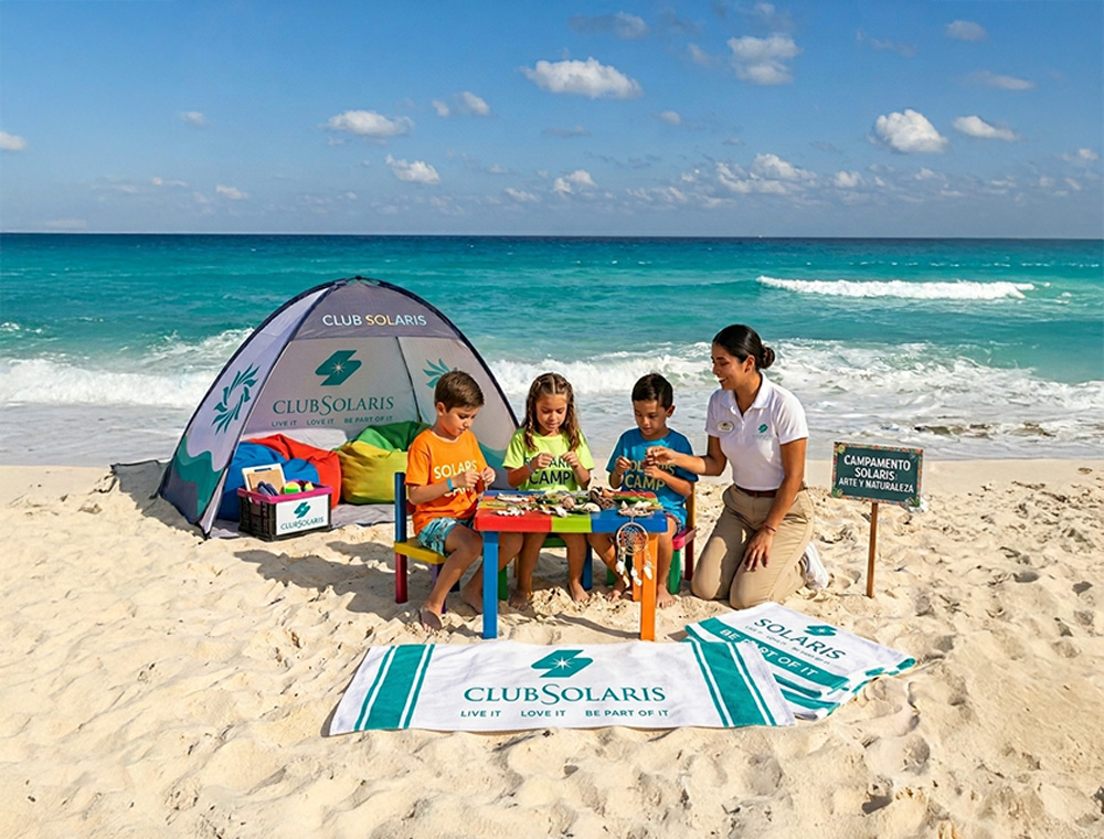 Playa con niños en Cancún