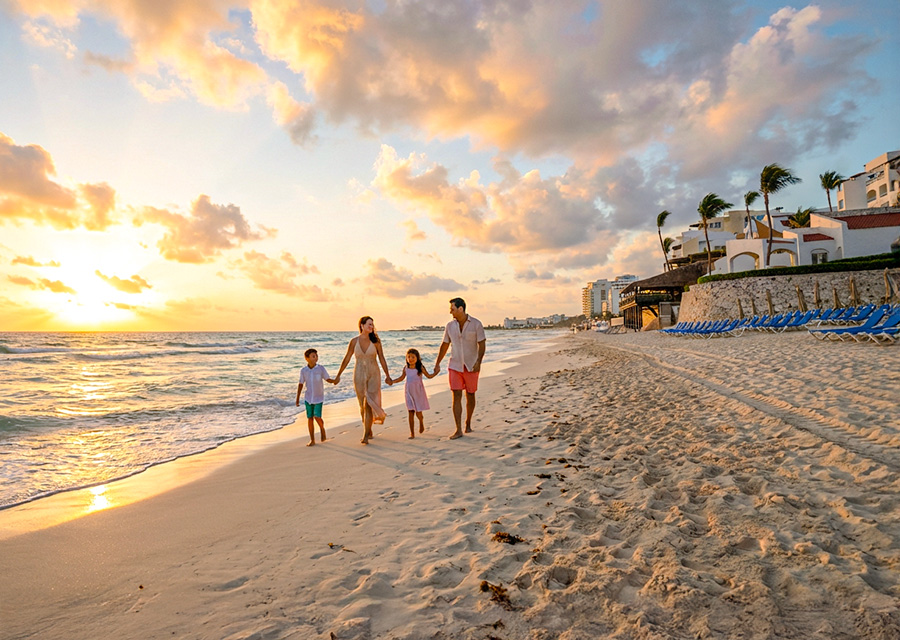 Playa con niños en Cancún como actividad